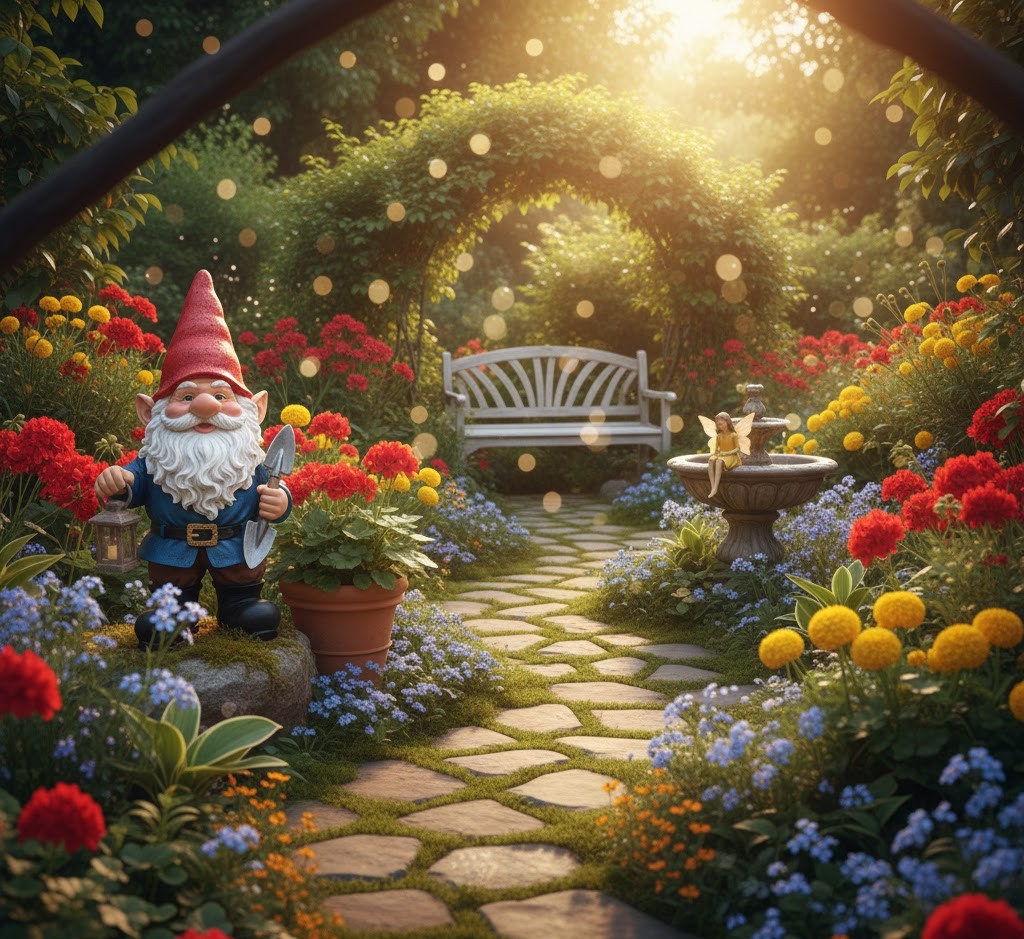 Garden with figurines