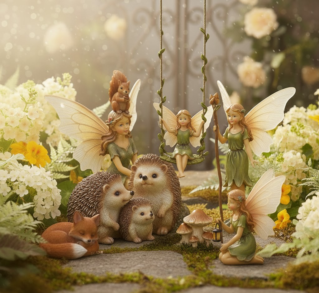 Garden scene with decor